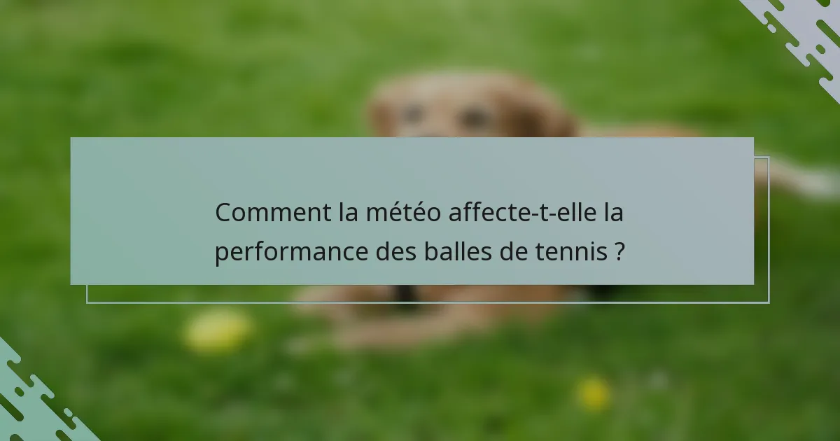 Comment la météo affecte-t-elle la performance des balles de tennis ?