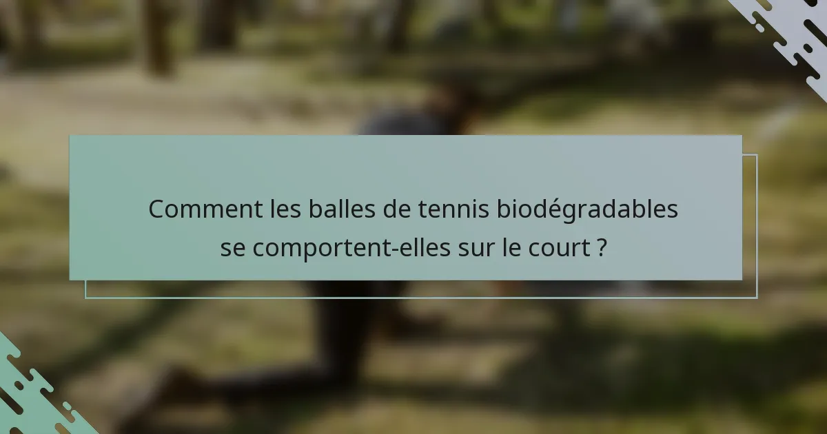 Comment les balles de tennis biodégradables se comportent-elles sur le court ?