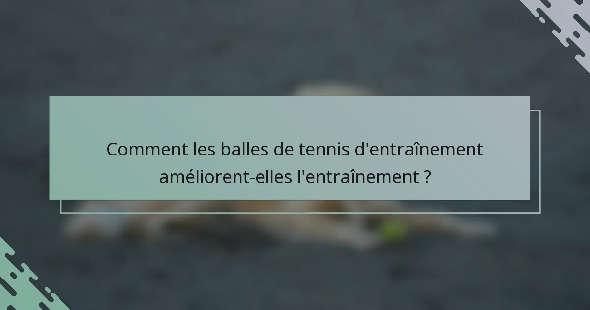Comment les balles de tennis d'entraînement améliorent-elles l'entraînement ?