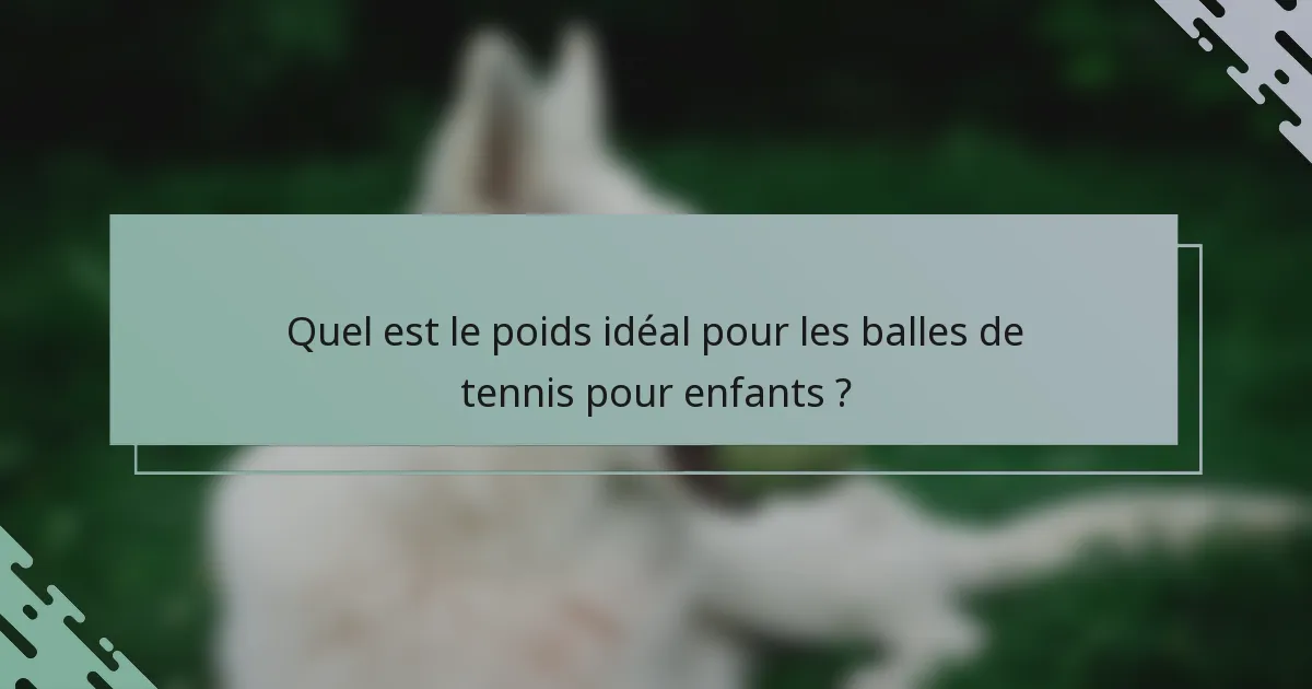 Quel est le poids idéal pour les balles de tennis pour enfants ?