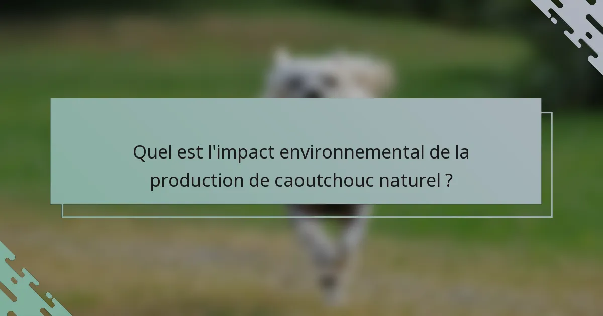 Quel est l'impact environnemental de la production de caoutchouc naturel ?
