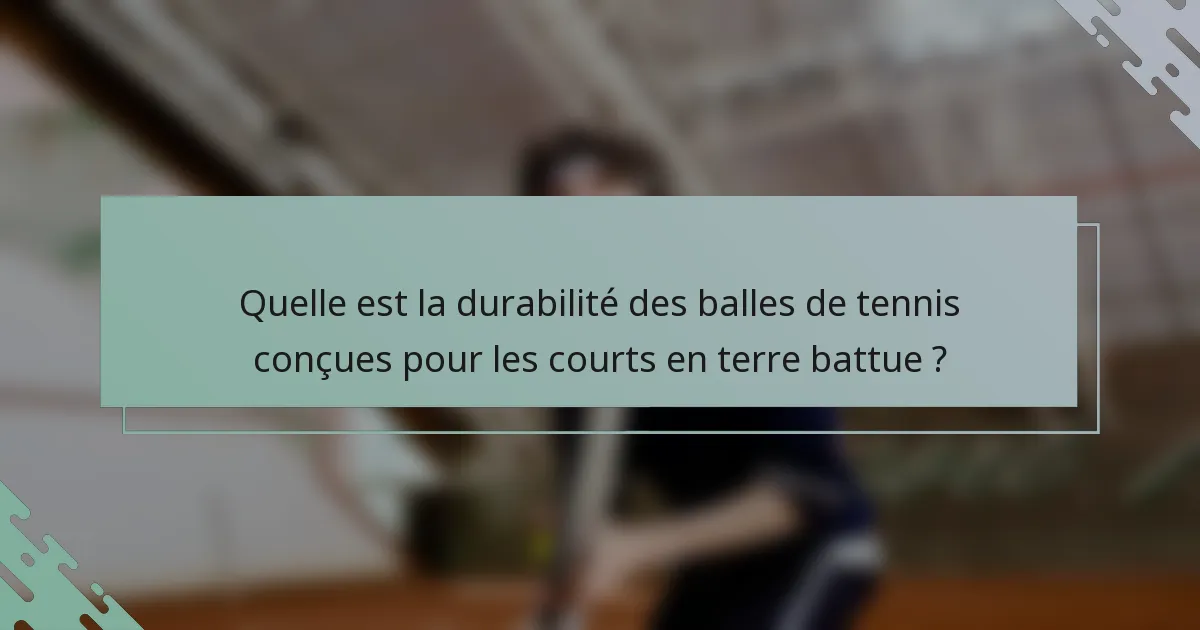 Quelle est la durabilité des balles de tennis conçues pour les courts en terre battue ?