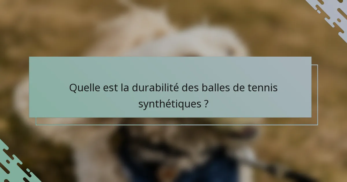 Quelle est la durabilité des balles de tennis synthétiques ?