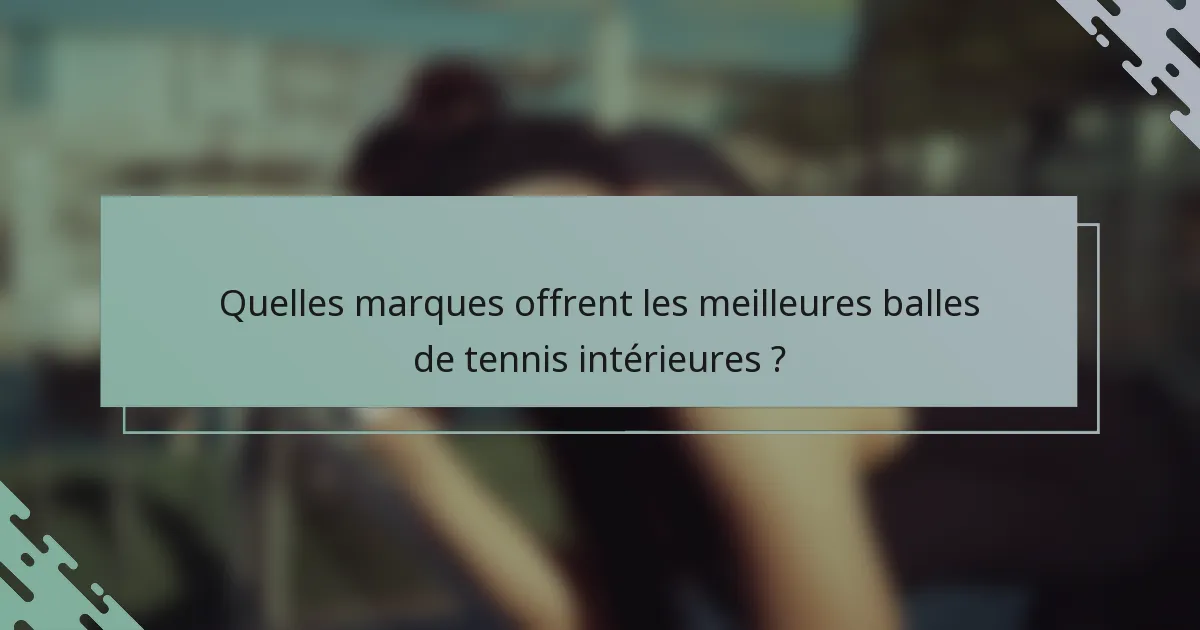 Quelles marques offrent les meilleures balles de tennis intérieures ?
