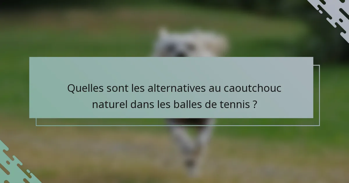 Quelles sont les alternatives au caoutchouc naturel dans les balles de tennis ?