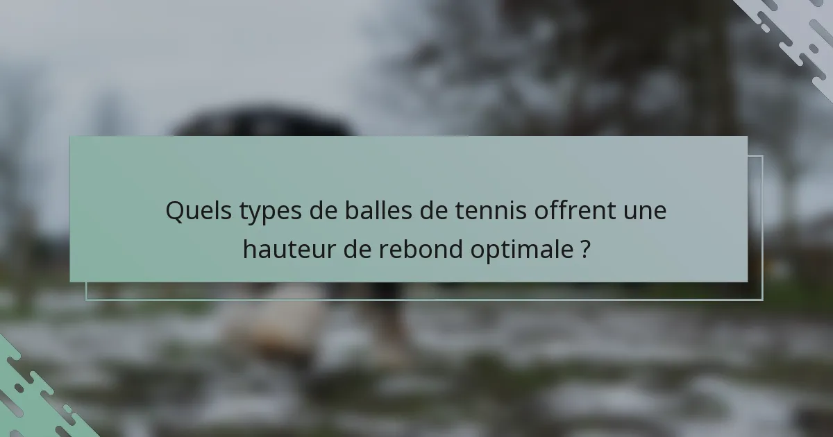 Quels types de balles de tennis offrent une hauteur de rebond optimale ?